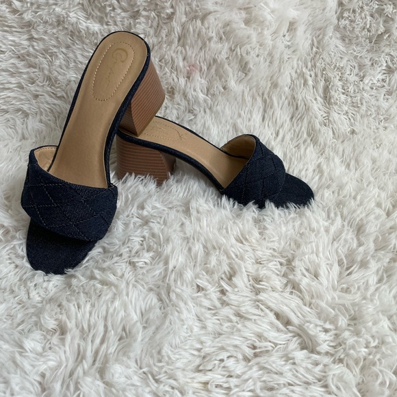 Comfort Denim Wedge Sandals Sz 8 - Picture 10 of 11